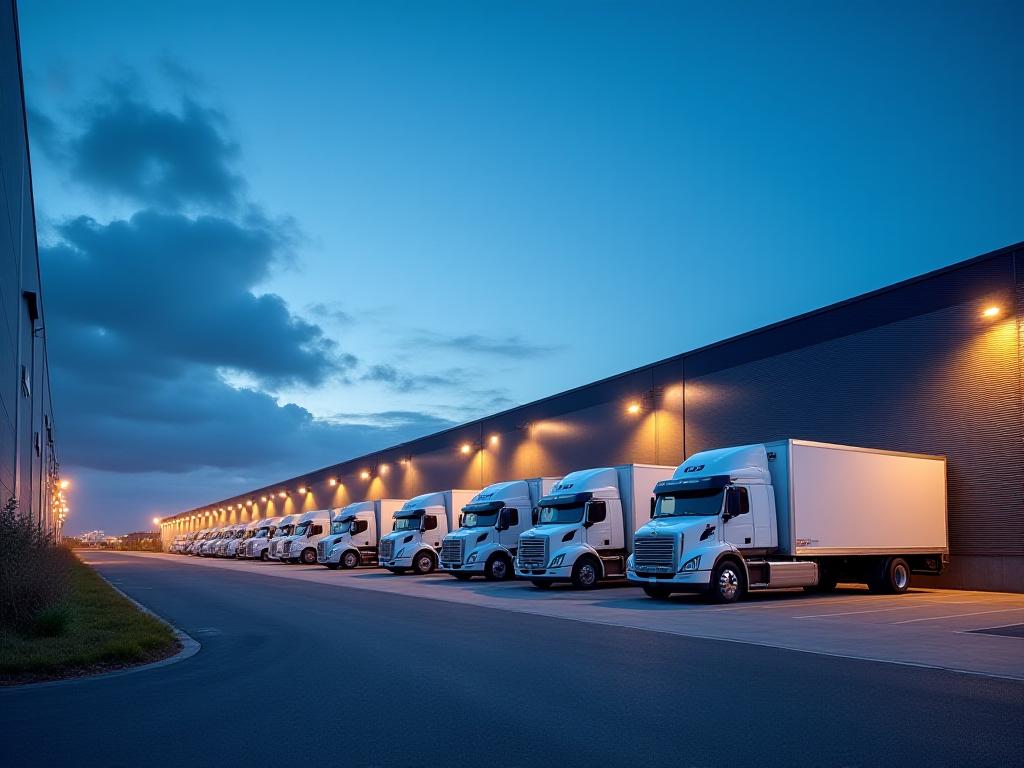 Modern logistics hub and transport fleet